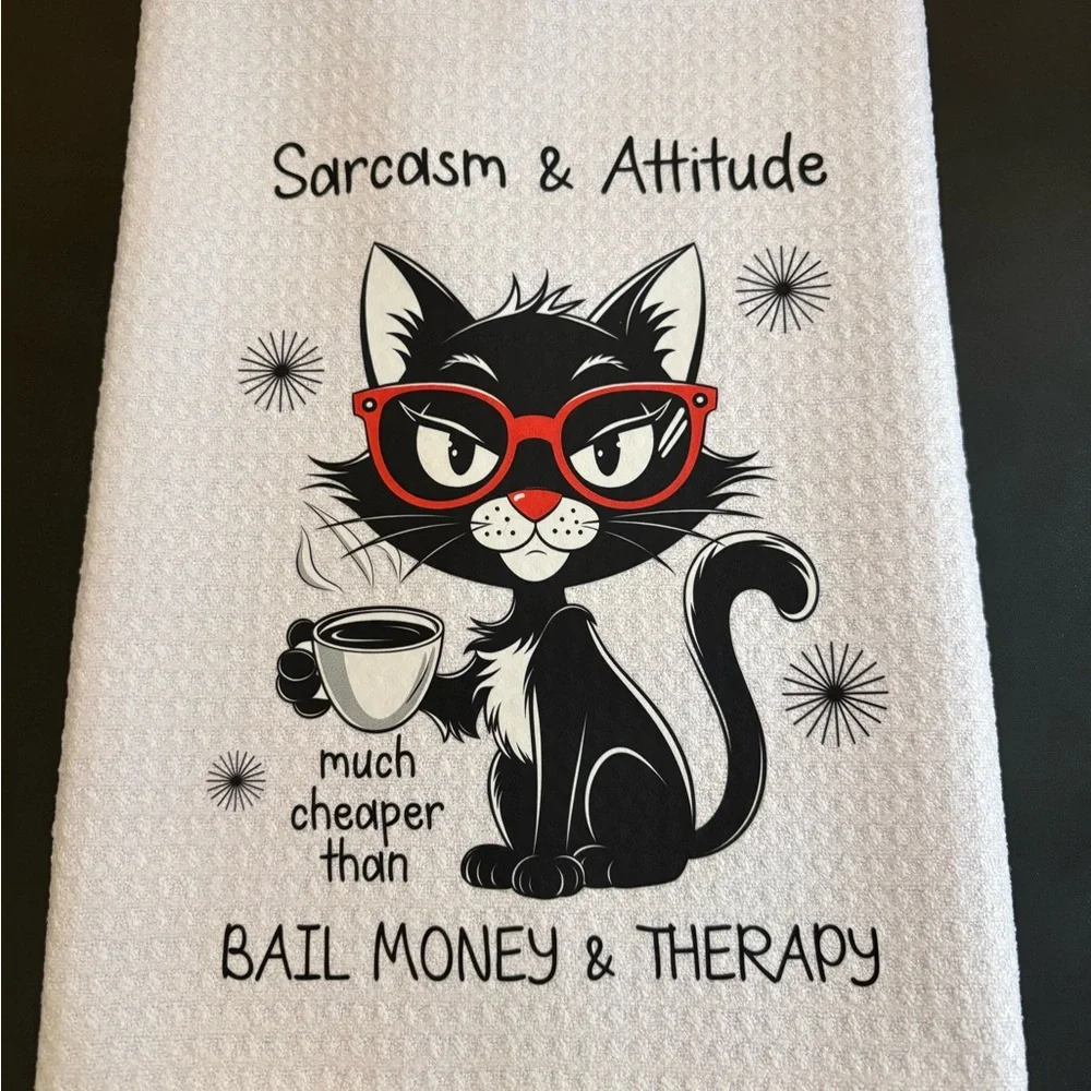 New - Handmade - Sarcasm & Attitude Cat Microfiber‎ Display Towel
